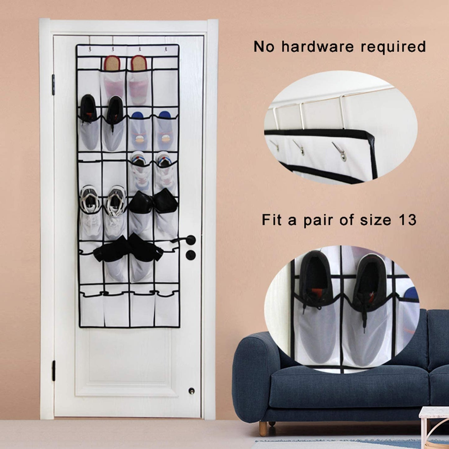 12 Pairs Fabric Hanging Shoe Organizer