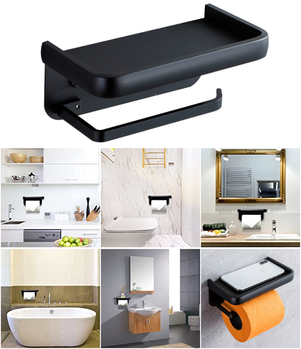 Wall Mount Toilet Paper Holder with Phone Shelf